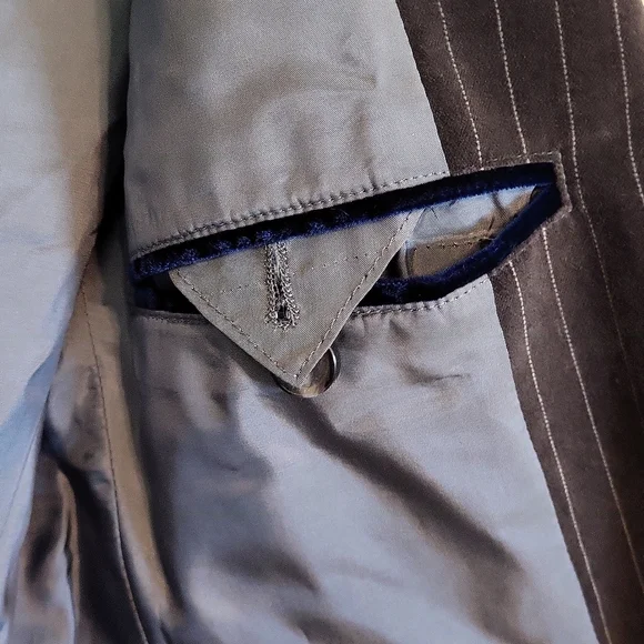 BOSS Hugo Boss Gray Pinstripe Velvet Slim Fit Dark Gray Light Gray Blazer 40R